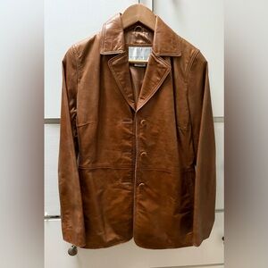 RARE and Vintage Nine West Women’s Leather Brown Tailored Silhouette Coat